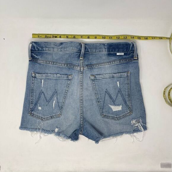 MOTHER Blue Distressed Jean Shorts - Picture 2 of 6